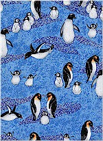 Adorable Penguins, Silver Accented, Blank Textiles